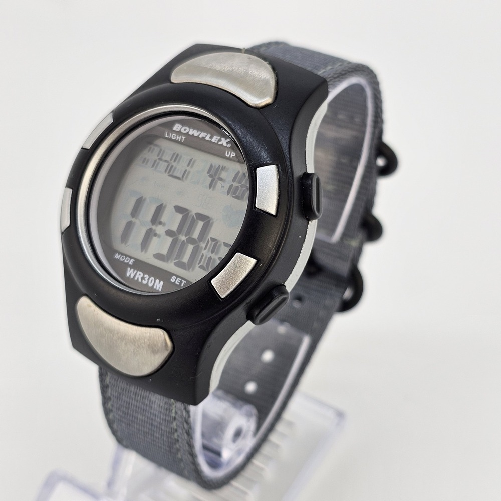 Bowflex‎ Digital Fitness Men's Watch 42MM New Gray Canvas Bands New Battery - Picture 3 of 13